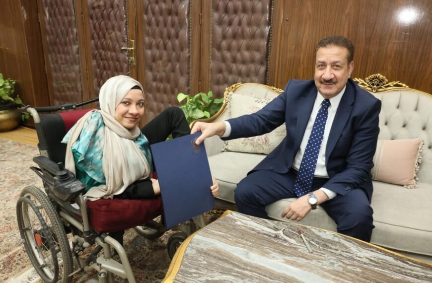 محافظ المنوفية يحقق أمنية ” ندى علام ” ويوفر فرصة عمل لها بالقطاع الخاص ويؤكد دعمه الكامل لذوى الهمم