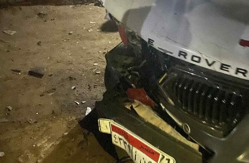 إصابة 4 اشخاص بسبب تصادم ثلاثة سيارت وموتوسيكل على طريق البرانية طليا