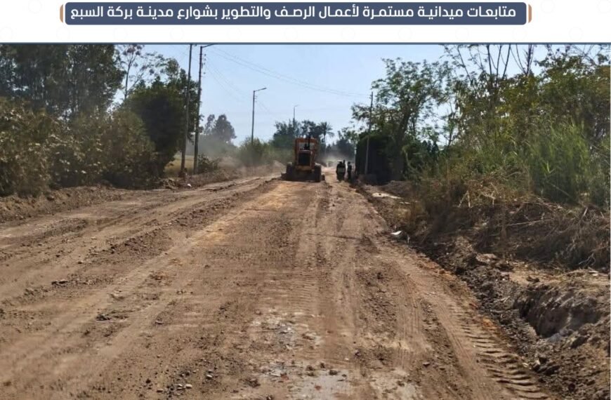 أعمال الرصف والتطوير بمراكز أشمون وبركة السبع وقويسنا ضمن مشروعات الخطة الإستثمارية لتعزيز السيولة المرورية
