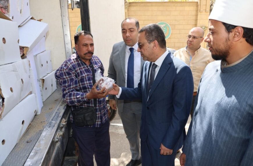 محافظ المنوفية يشهد استلام 2 طن لحوم ضمن ” مشروع لحوم صكوك الإطعام “لتوزيعها علي الأسر الأولى بالرعاية